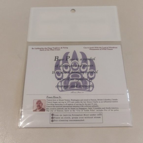 3" Embroidered Patch 'Bear Paw' Indigenous Design by Francis Horne Sr - Picture 2 of 3